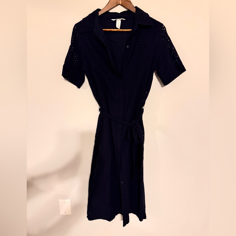 H&M Navy Midi Dress with Belt